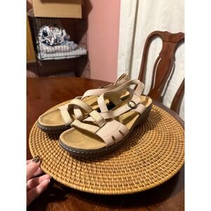 Clarks Collection Womens Pink Leather Strappy Wedge Sandals 10W 261774045075
